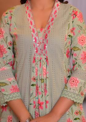 Diti leaf full schiffli pure cotton suit set 5