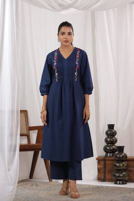 indigo cotton kurta pant set 1