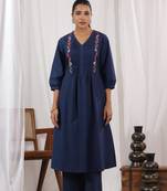 indigo cotton kurta pant set