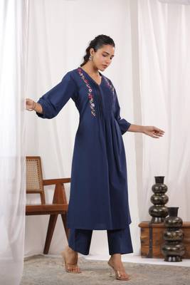 indigo cotton kurta pant set 5