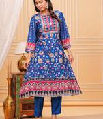 cobalt premium muslin kurta set