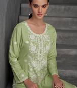 leaf embroidery kurta pant set
