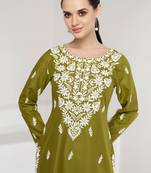 olive embroidery kurta
