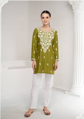 olive embroidery kurta 2