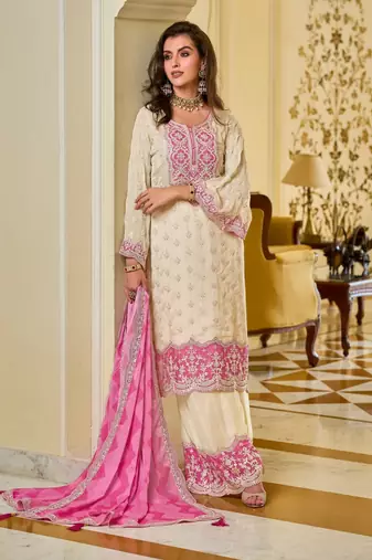 Anjula carnation full work suit set