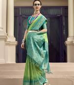 Green weaving zari silk blend weaving saree