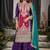 Multicolor embroidery and mirror work chinon straight palazzo - free size stitched(Size Upto 42")