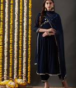 Rajgranth women's faux georgette fabric  embroidered aliya style kurta set with dupatta