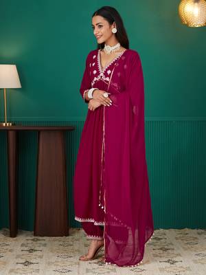 Rajgranth women's faux georgette fabric  embroidered kurta set with dupatta 2