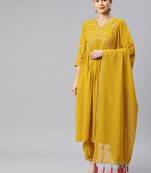 Rajgranth women's faux georgette fabric  embroidered kurta set with dupatta