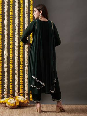 Rajgranth women's faux georgette fabric  embroidered aliya style kurta set with dupatta 2