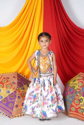 White Printed Lengha Choli 1