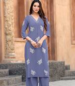 Floral Printed Straight Kurta with Palazzos
