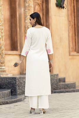 Floral Printed Straight Kurta with Palazzo 2