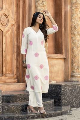 Floral Printed Straight Kurta with Palazzo 3