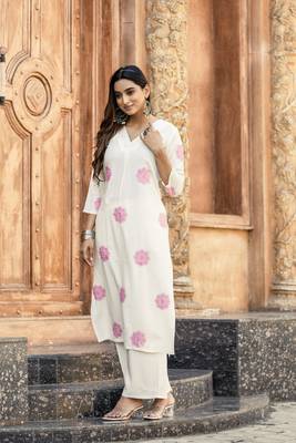 Floral Printed Straight Kurta with Palazzo 5