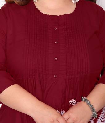  womens plus size wine cotton floral printed kurta and palazzo set 3