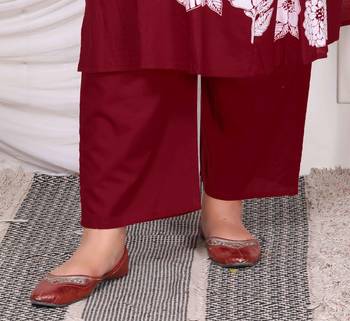  womens plus size wine cotton floral printed kurta and palazzo set 4