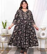  womens plus size yoke embroidery multi anarkali kurta and palazzo set