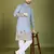 sky blue cotton thread & sequins embroidered straight kurta