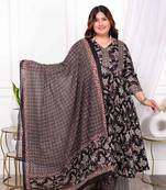 women plus size embroidered multi anarkali kurta with palazzo and dupatta set