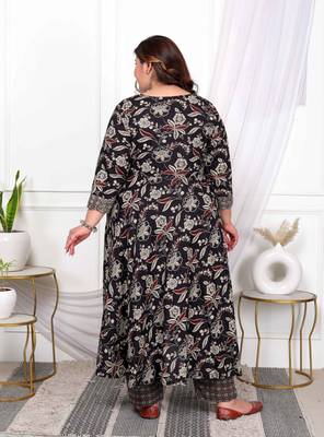  women plus size embroidered multi anarkali kurta with palazzo and dupatta set 2