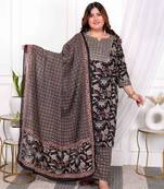  womens plus size multi colour floral printed embroidery yoke design kurta with palazzo and dupatta set