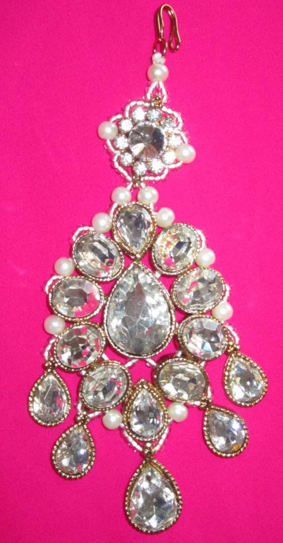 Crystal  Beads Jhoomer Jhumar Passa Tika Hair Accessory Head Jewelery