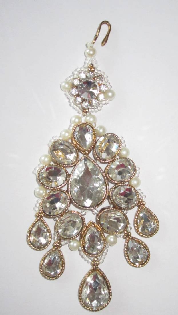 Crystal  Beads Jhoomer Jhumar Passa Tika Hair Accessory Head Jewelery