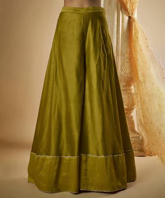 Olive green chanderi silk sharara set 3