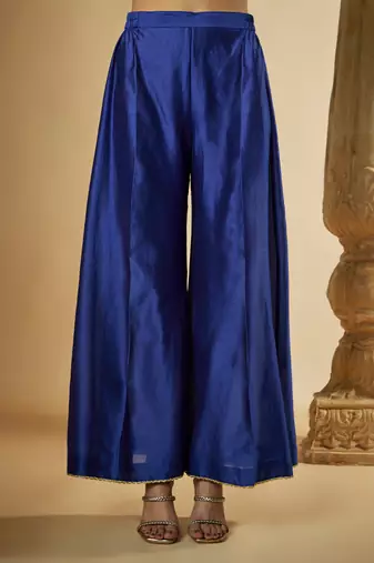 Ink blue chanderi silk anarkali