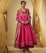Pink chanderi silk anarkali