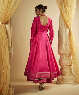 Pink chanderi silk anarkali 3