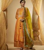 Light orange chanderi silk kurta set