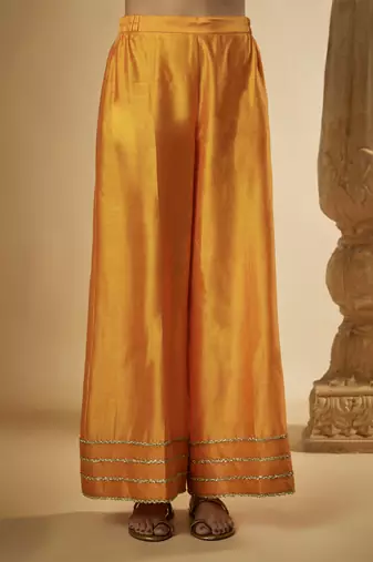 Light orange chanderi silk kurta set
