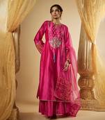 Pink chanderi silk kurta set