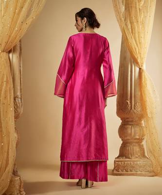 Pink chanderi silk kurta set 4