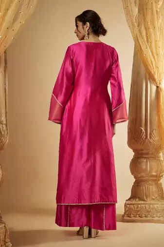 Pink chanderi silk kurta set