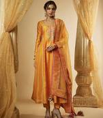 Light orange chanderi silk anarkali