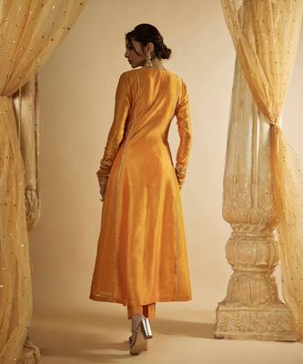 Light orange chanderi silk anarkali 2