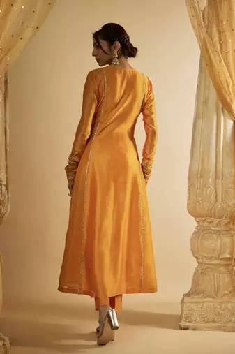 Light orange chanderi silk anarkali