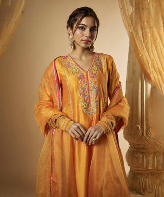 Light orange chanderi silk anarkali 3