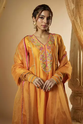 Light orange chanderi silk anarkali