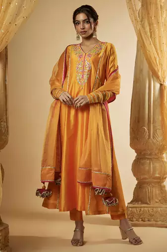 Light orange chanderi silk anarkali