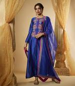 Ink blue chanderi silk kurta set