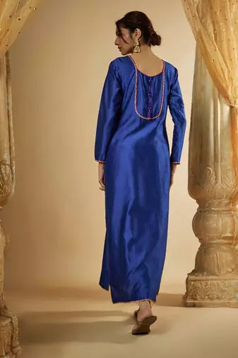 Ink blue chanderi silk kurta set