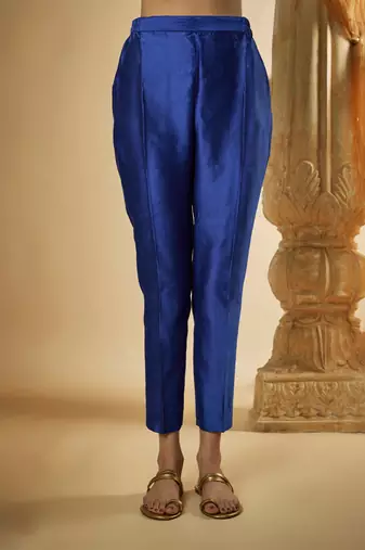 Ink blue chanderi silk kurta set