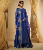 Ink blue chanderi silk kurta set