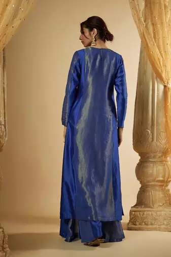 Ink blue chanderi silk kurta set