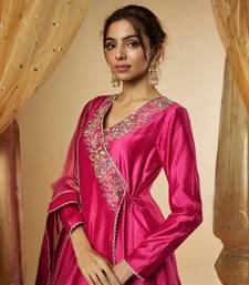 Pink chanderi silk anarkali